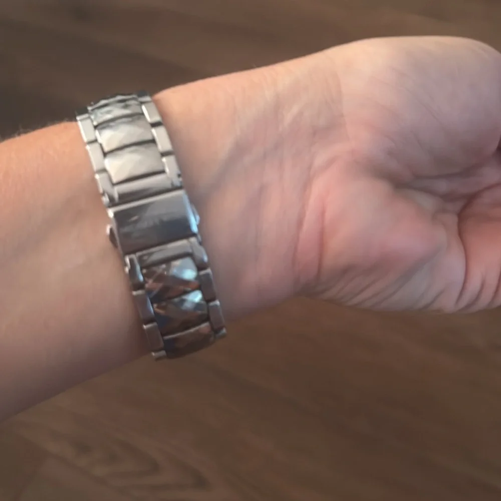 Michael Kors Silver Diamond Cut and Crystals Watch